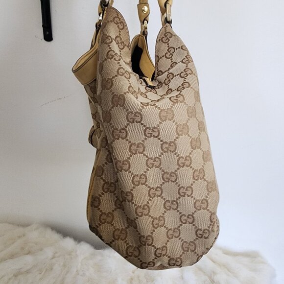 Gucci GG Canvas Abbey Line Purse Brown Beige Monogram Shoulder Bag Purse - Picture 11 of 16